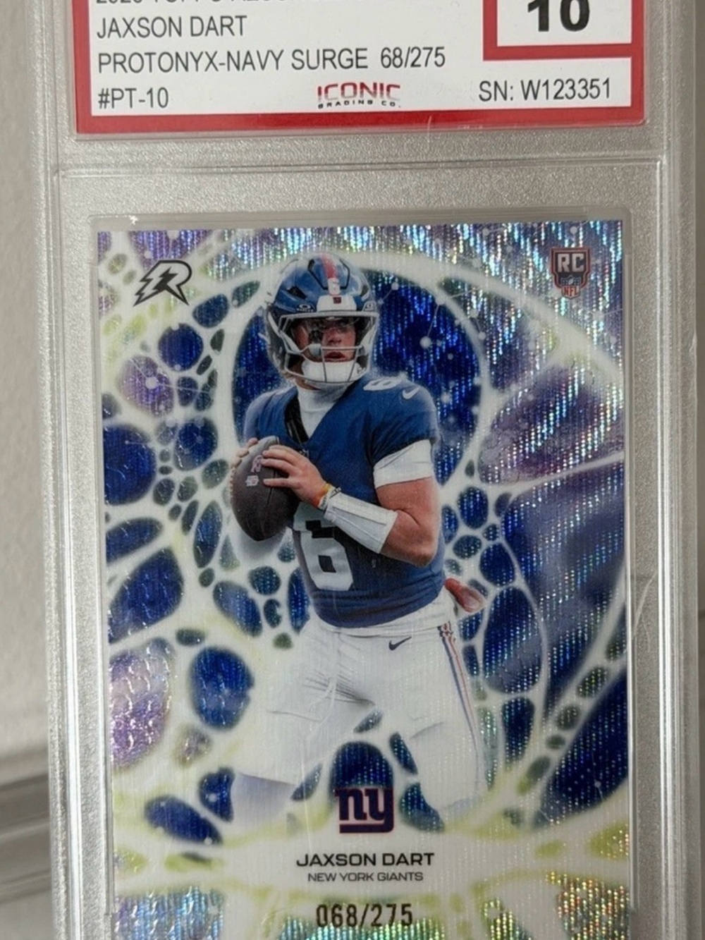 Topps Resurgence Jaxson Dart RC Protonyx Navy Surge /275 PT-10 IGC-10